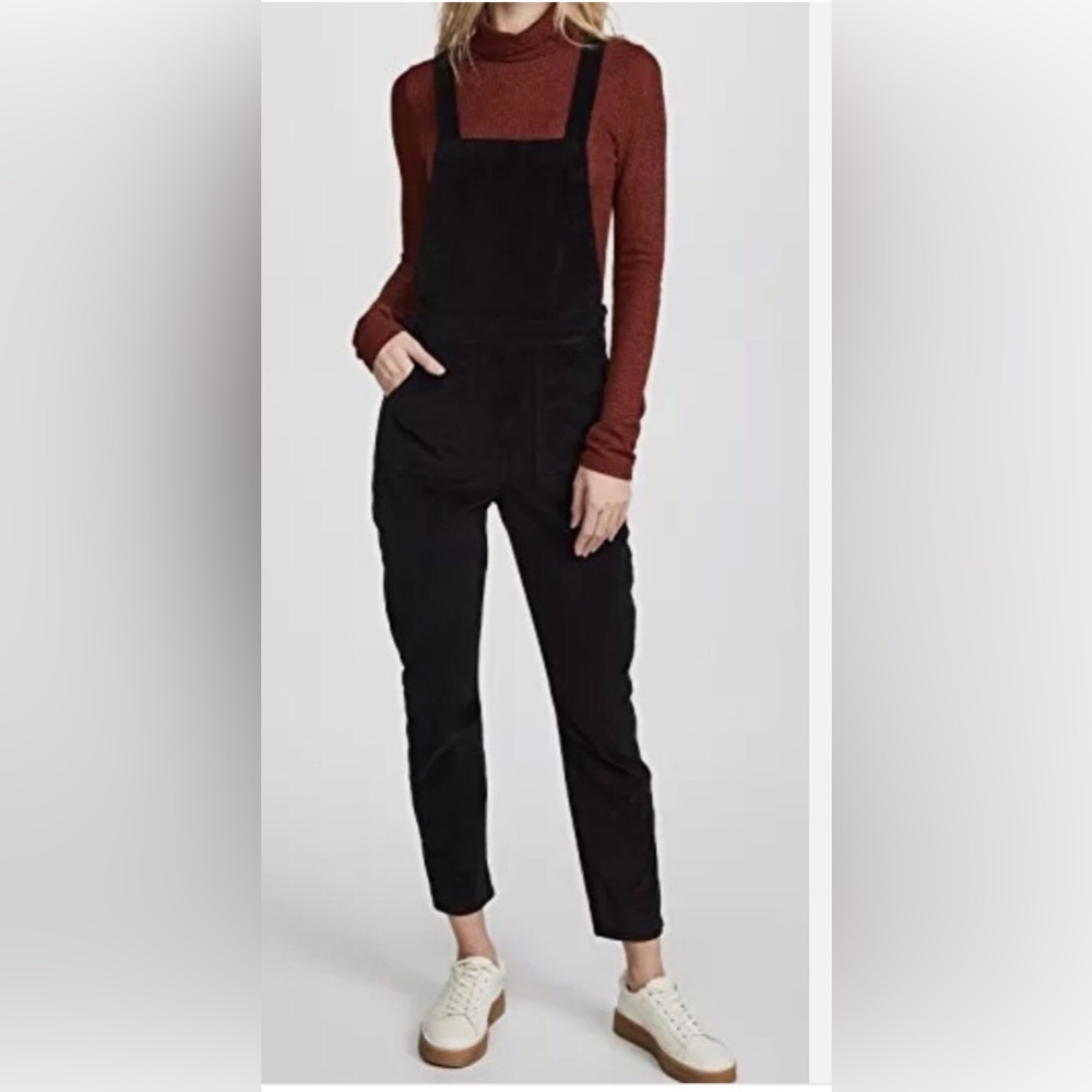 Madewell Black velvet straight/slim fitted Overalls - size M
